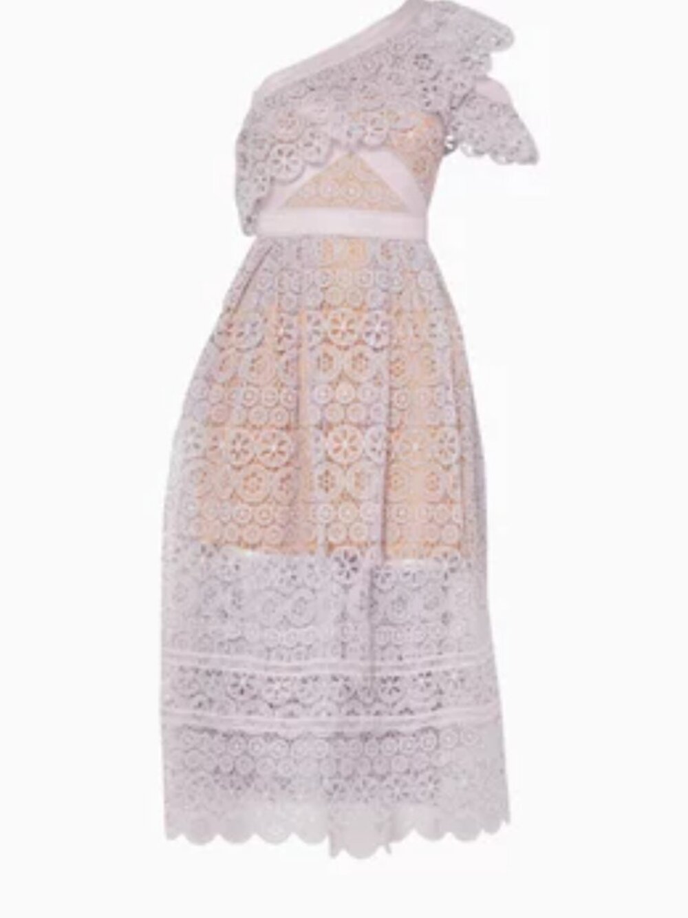 Self-Portrait Lilac One Shoulder Floral Lace Dress